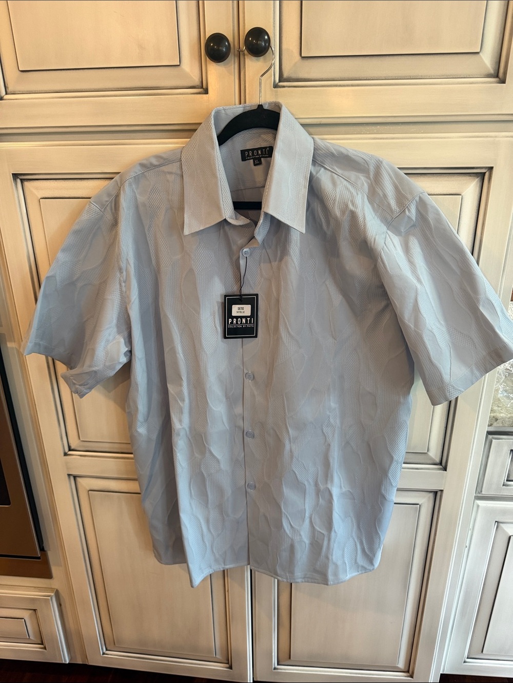 Pronti Men's Light Blue Short-Sleeve Button-Down Shirt